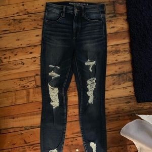 American Eagle Ripped Dark Denim Skinny Jeans